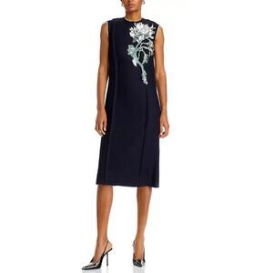Jason Wu Collection Floral Embroidered MIDI Dress, Navy, Size 4 0126